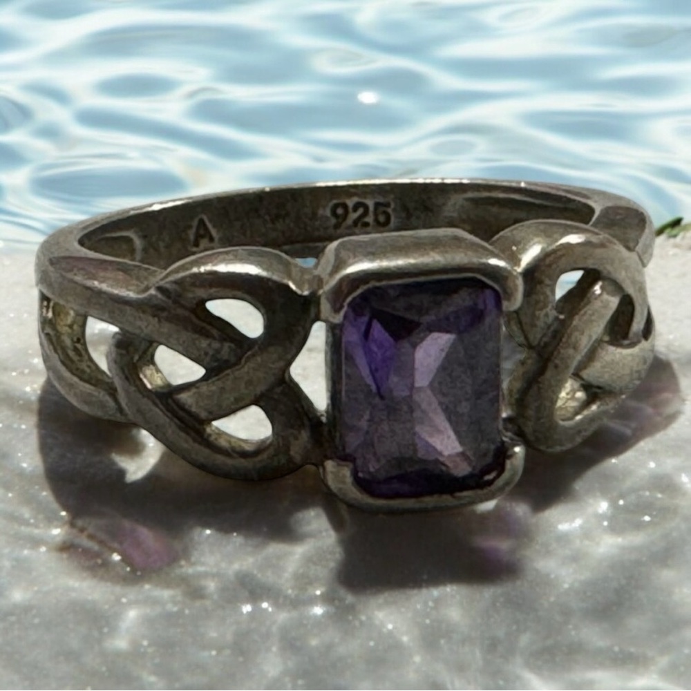 🟠Purple Amethyst Celtic Knot Sterling Silver Ring
